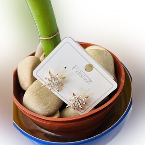 Elegant Goldplated Double sided Two sided Starburst Fashion Studs Earrings